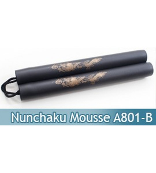 Nunchaku Dragon Mousse Noir Entrainement Arts Martiaux