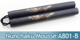 Nunchaku Dragon Mousse Noir Entrainement Arts Martiaux