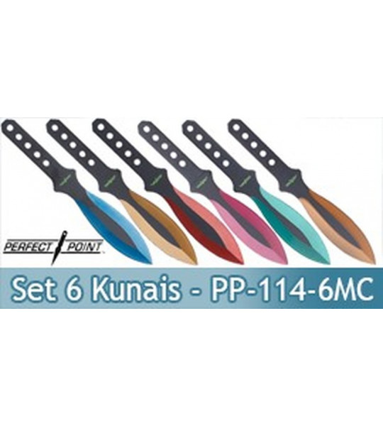 Set 6 Couteaux Lancer Kunais Perfect Point PP-114-6MC