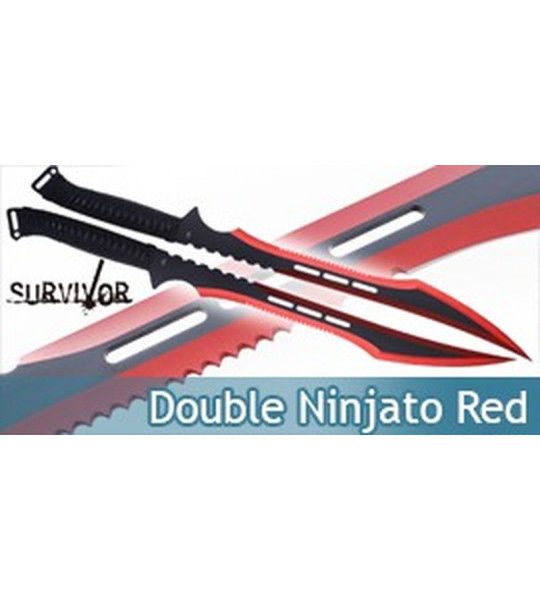 Double Ninjato Survivor Epee Red Sabre HK-741RD