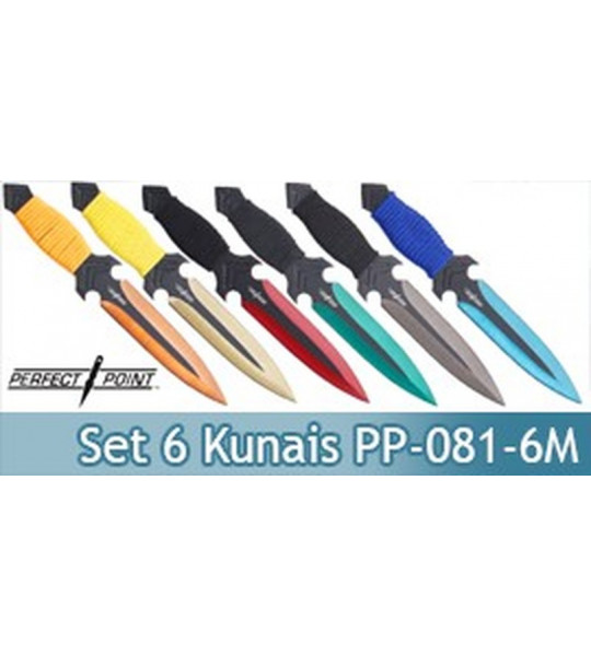 Set 6 Couteaux Lancer Kunais Perfect Point PP-081-6M