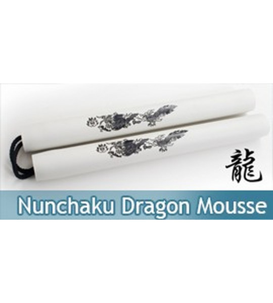 Nunchaku Dragon Mousse Blanc Entrainement Arts Martiaux