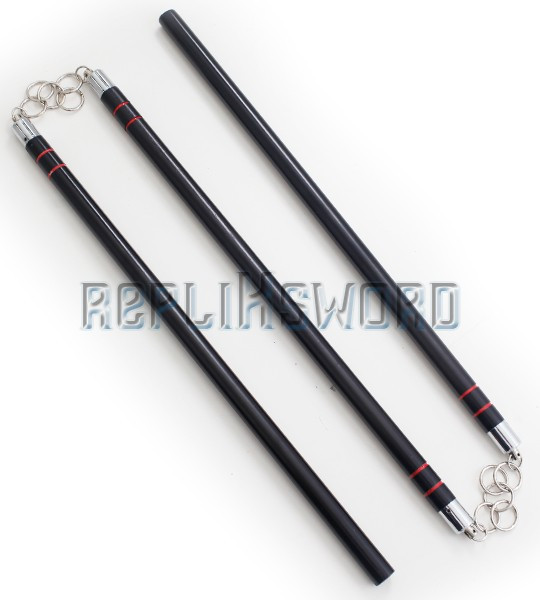 Nunchaku Tri-baton Tout en Bois Noir 1502-BW Nunchaku Tri-baton Tout en Bois Noir 1502-BW
