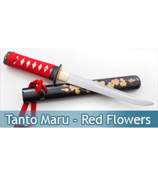 Tanto Red Flowers Lame Maru DB-T07