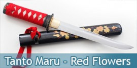 Tanto Red Flowers Lame Maru DB-T07