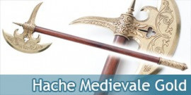 Hache Medievale Chevalier Gold HMED2