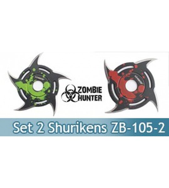 Set 2 Shurikens Circulaire Etoile Zombie Hunter ZB-105-2