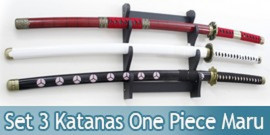 Pack 3 Katanas Tranchants Zoro One Piece Sabre Lame Maru