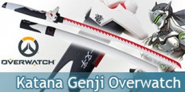 Katana en Bois Oni Genji Ninja Overwatch Epee Dragon Blanc