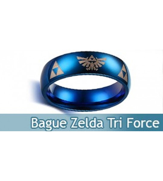 Bague Zelda Anneau Tri Force Link Bijoux Bleu