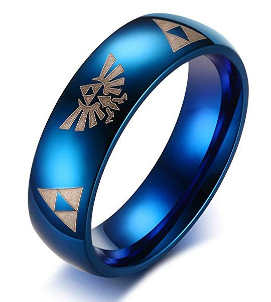 Bague Zelda Anneau Tri Force Link Bijoux Bleu