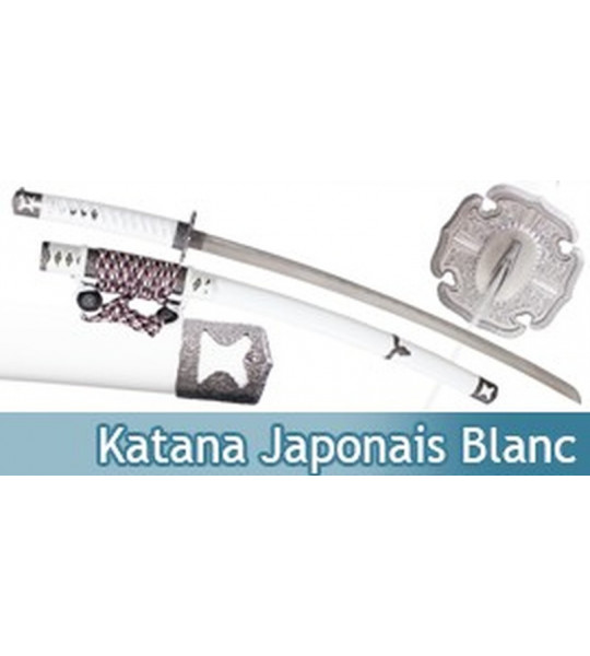 Katana Japonais Blanc Decoration Epee Sabre Replique