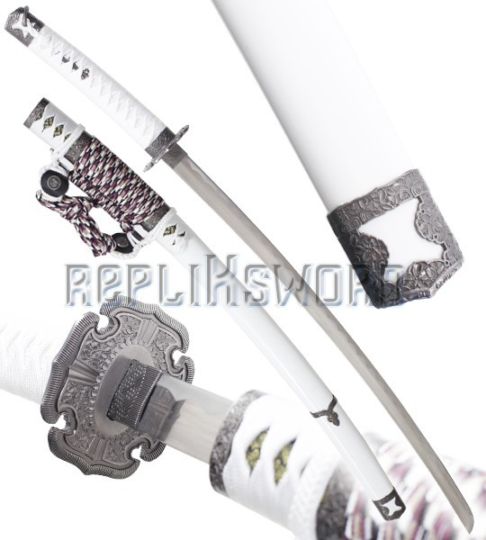 Katana Japonais Blanc Decoration Epee Sabre Replique