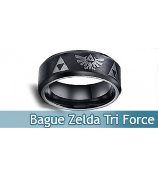 Bague Zelda Anneau Tri Force Link Bijoux Noir