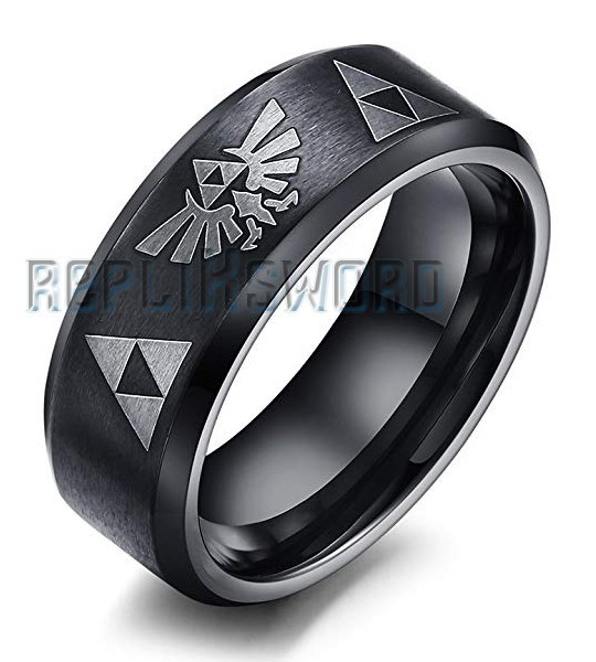 Bague Zelda Anneau Tri Force Link Bijoux Noir