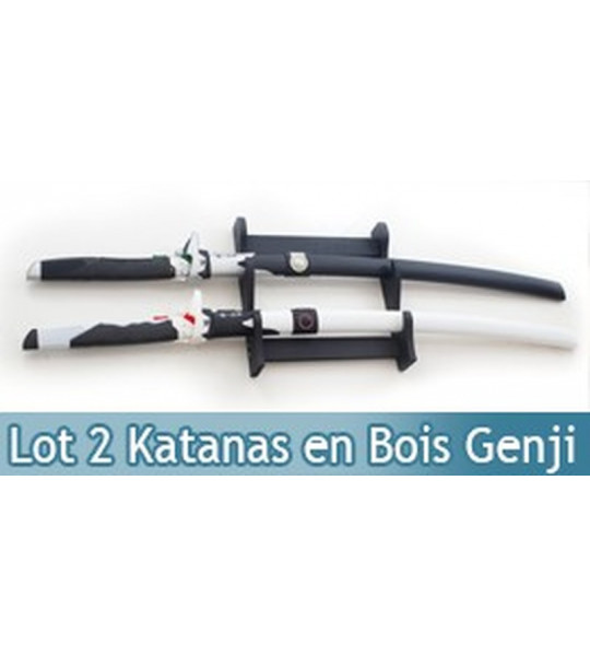 Pack 2 Epees en Bois Lame en Bois Overwatch Katana + Support