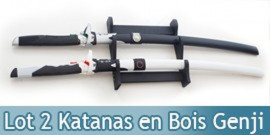 Pack 2 Epees en Bois Lame en Bois Overwatch Katana + Support