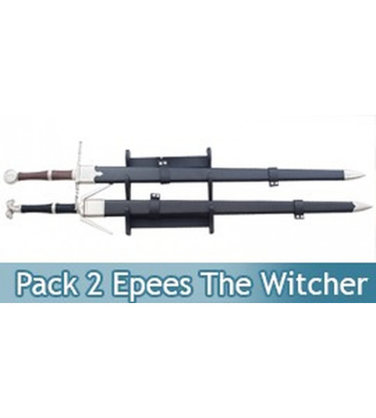 Pack 2 Epees The Witcher Sabre Geralt de Riv + Support