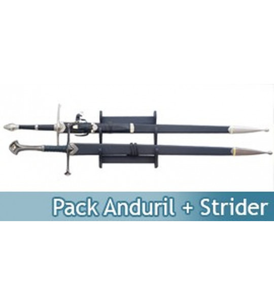 Pack 2 Epees Anduril et Strider Aragorn + Support