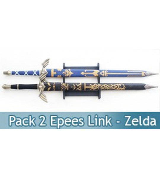 Lot 2 Epees Link Zelda Black et Blue + Support