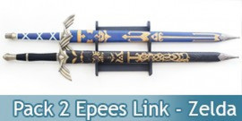 Lot 2 Epees Link Zelda Black et Blue + Support
