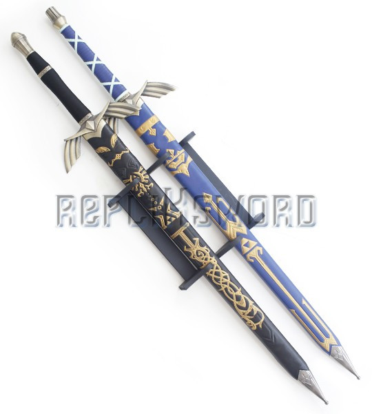 Lot 2 Epees Link Zelda Black et Blue + Support