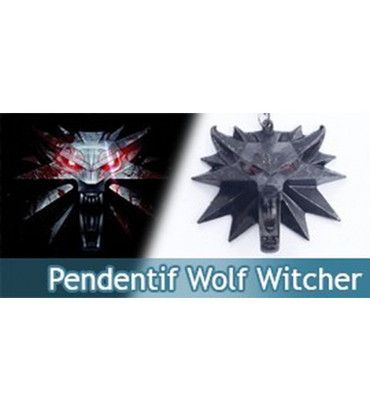 Pendentif The Witcher Tete de Loup Acier + Chaine Bijoux