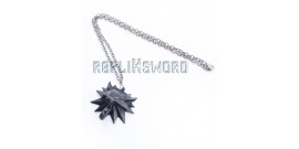 Collier Pendentif Sorceleur The Witcher 3 – Médaillon Tête De Loup Rouge, Alliage De Zinc, Longueur 45+5 Cm
