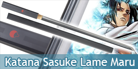 Katana NARUTO - SASUKE Black Edition - Lame Bois (SUPPORT JAPONAIS