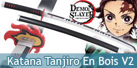 Katana de tanjiro en bois dans demon slayer