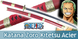 Katana en Bois Sandai Kitetsu Rouge de Roronoa Zoro dans One Piece