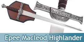 Epee Connor Macleod Sabre Epee Highlander Replique