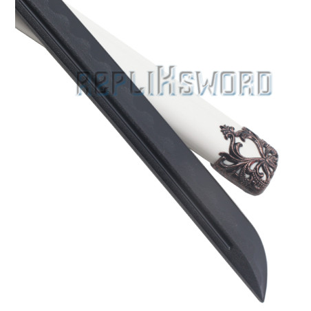 REPLIKSWORD Mini Katana En Bois Kyojuro Rengoku - 45cm Avec Présentoir Inclus - Décoration Sabre