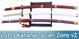 Pack 3 Katanas Acier Zoro...