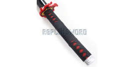 REPLIKSWORD Demon Slayer Katana Tout en Bois Lame en Bois Tanjiro Epee  Version 2 Kimetsu No Yaiba Sabre Decoration + Presentoir en Bois Inclus