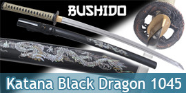 Bushido Katana Practical Sabre Tranchant Lame Maru 1045 Katana Dragon Epee Noir