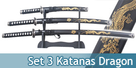 Set 3 Katanas Dragon Noir...