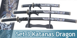 Set 3 Katanas Dragon Bleu...