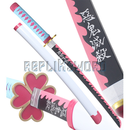 Sabre En Bois Demon Slayer - Réplique Mitsuri Kanroji Avec Présentoir - Décoration Et Cosplay