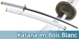 Katana en Bois Cosplay Blanc