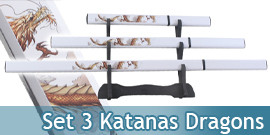 Set 3 Katanas Dragon Epée...