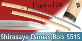 Fudoshin - Shirasaya Forgé Bois Naturel Damas - S51S