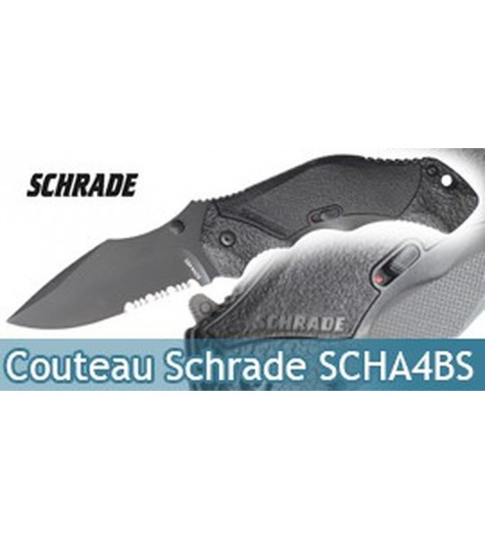 Couteau Schrade SCHA4BS Dentelé - Black Edition