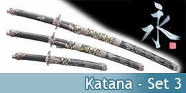 Katanas Set de 3, Katanas de Décoration, Wakisashi et Tanto - Repliksword